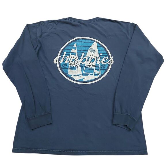 Chubbies Other - Chubbies Graphic Tee Mens Large Blue Cotton Long Sleeve Crew Neck Pocket Beach